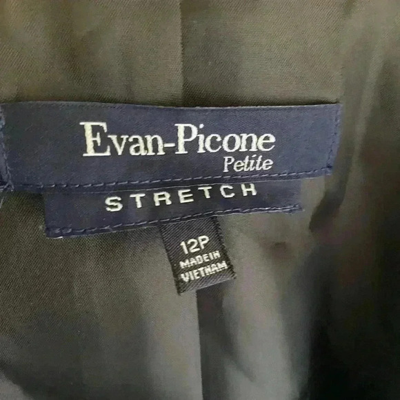 Evan Picone Open Front Blazer Ikat Black White Jacket 12P 12 Petite Cotton Women - Picture 2 of 6